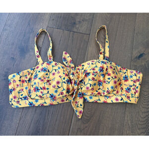 Modcloth Santa Barbara Saturday Floral Bikini Swim Top Yellow Retro Pinup 2X NWT